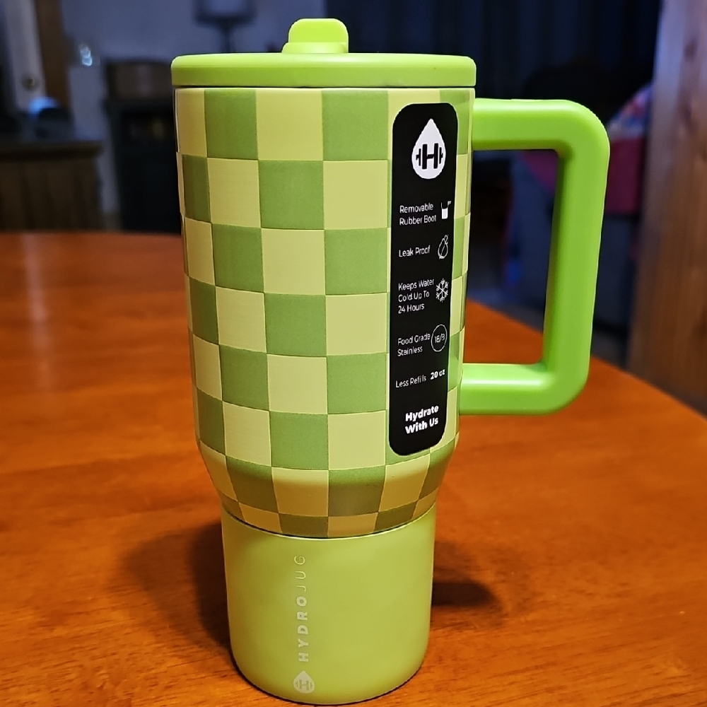 HydroJug 20 oz Travelers Honeydew Checkers